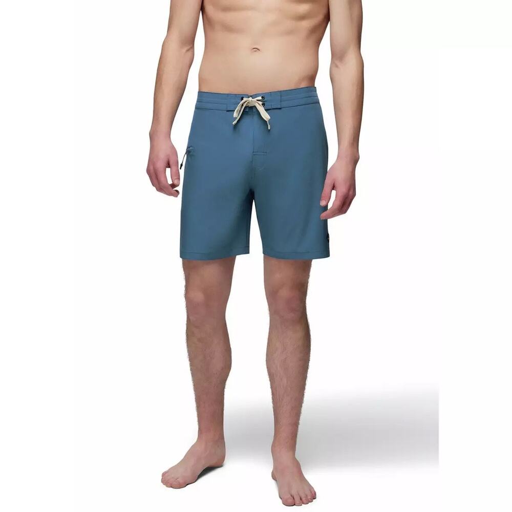 Prana Mens size 38 Fenton Board Shorts High Tide Blue Stretch Swim